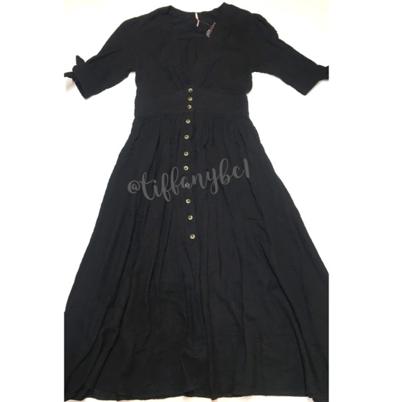 Free People Love Of My Life Midi Dress Black - Picture 5 of 16